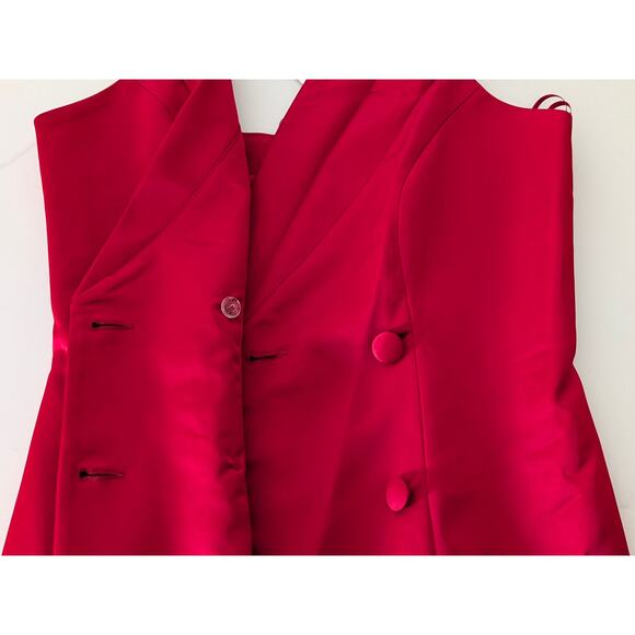 JIJIL Red Satin Blazer Mini Dress IT 42 US 6 Italian Designer Cocktail Evening - Picture 4 of 9